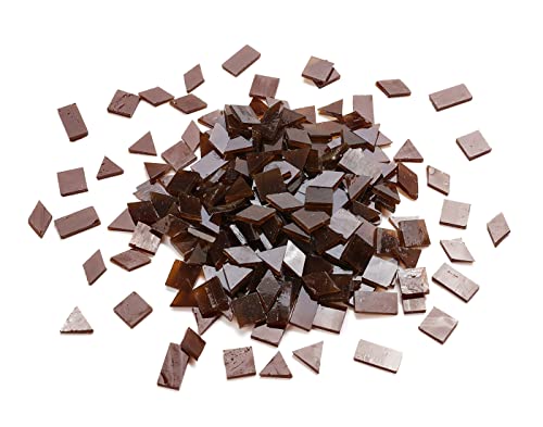 Lanyani Glass Mosaic Tiles for Art Crafts,4 Shapes Mixed Tiffany Stained Glass Pieces,200 Pieces (Honey)