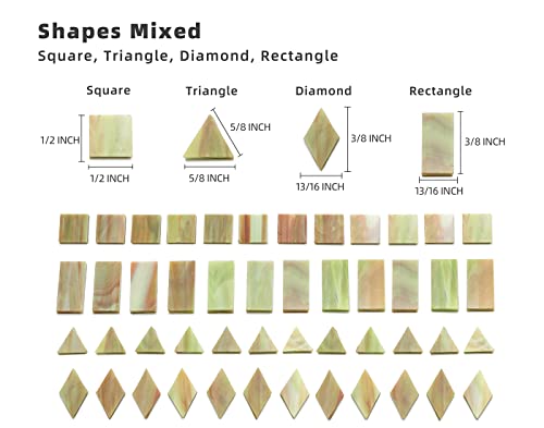 Lanyani Glass Mosaic Tiles for Art Crafts,4 Shapes Mixed Tiffany Stained Glass Pieces,200 Pieces (Green-Red)