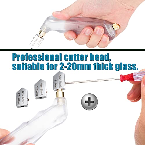 NewShark Glass Cutter Pistol Grip (2mm-20mm), Ergonomic Grip Tungsten Carbide Glass Cutting Tools with Oil Reservoir, Perfect for Glass Cutting/Tiles/Mirror/Mosaic/Window