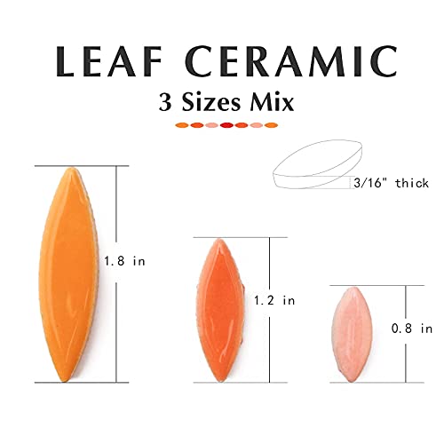 Youway Style Ceramic Mosaic Tiles for Crafts Bulk,Petal Shape Mosaic Pieces,Leaves Tiles for DIY Art Crafts (Mixed Colors,568g,20 Ounce) (Red Series)