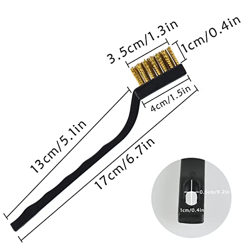 12 Pieces Wire Brush (Stainless Steel + Brass) Scratch Brush, Curved Handle Masonry Brush Wire Bristle for Cleaning Welding Slag and Rust