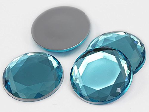 Allstarco 30mm Blue Aqua H109 Flat Back Acrylic Rhinestones Cosplay Plastic Gems Embelishments Jewelry Making Crafts Scrapbooking Costume Jewels - 6 Pieces