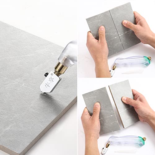 Glass Cutter Pistol Grip (3mm-15mm), Ergonomic Grip Tungsten Carbide Glass Cutting Tool with Oil Reservoir, Perfect for Glass Cutting/Tiles/Mirror/Mosaic/Window
