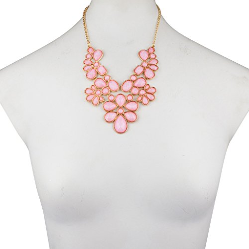 LUX ACCESSORIES Pink Floral Statement N Necklace