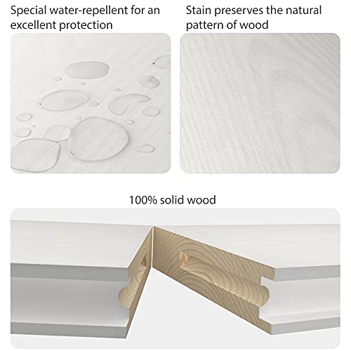 Wood Floating Shelves Set of 2 - Rustic Floating Shelf 24 inch - Made in Europe - Wide Wooden Wall Shelves for Living Room Bedroom Kitchen Bathroom Farmhouse and More - White Color - 24" x 6.7"