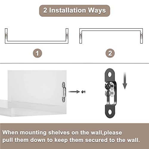 SRIWATANA Floating Shelves Wall Mounted, Solid Wood Wall Shelves Set of 3, Dark Brown