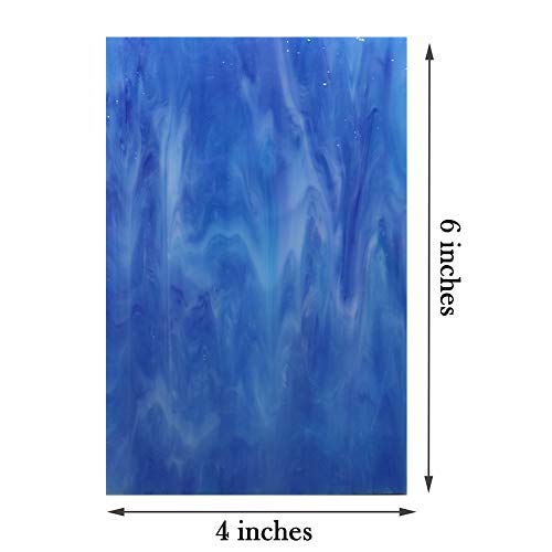 LITMIND 8 Sheets Blue Stained Glass Variety Pack, 4 x 6 inch Mosaic Tiles Glass for Crafts, Art Glass Pack, Mixed Colors Glass and Textures (Shades of Blue)