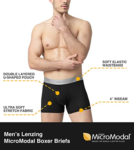 LAPASA Men's Boxer Briefs 3-Pack Cool MicroModal Stretch Underwear Trunks Comfort Soft Breathable M71 X-Large Black (short leg)