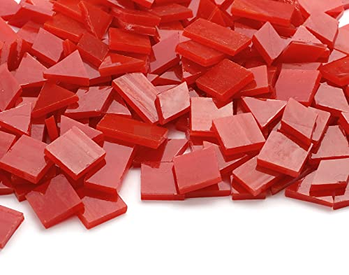 Lanyani 200 Pieces Glass Mosaic Tiles for Crafts,4 Shapes Mixed Colorful Tiffany Stained Glass Pieces,Square/Rectangle/Diamond/Triangle,Fire Red
