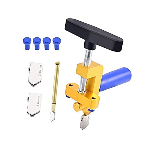 Canitu Manual Tile Cutter,2 in 1 Glass Tile Cutter Hand Tool with 3-15 mm Tungsten Steel Blades Breaking Pliers Hand Glass Cutter Kit for Home DIY Cutting Glass, Mirror, Ceramic Tile, Glazed Tiles