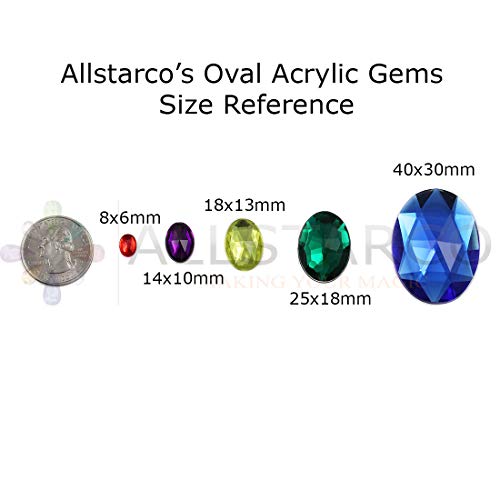 KraftGenius Allstarco 40x30mm Large Flat Back Oval Acrylic Rhinestones Cosplay Costume Gems Plastic Jewels Embelishments DIY Crafts Gemstones - 4 Pieces (Green Peridot H120)