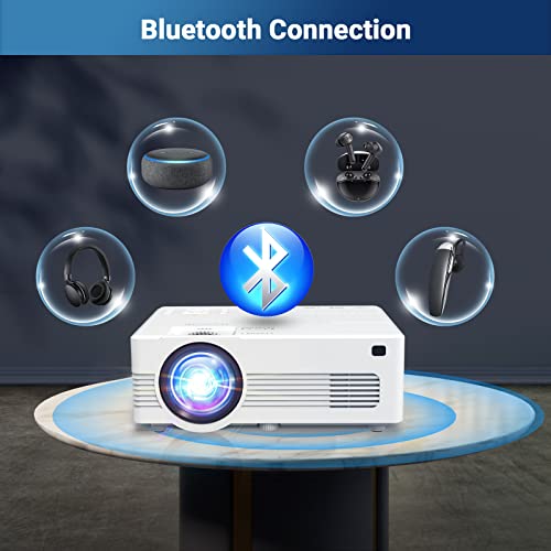 Mini WiFi Bluetooth Projector (with Tripod), Full HD 1080P Supported Outdoor Projector, Full HD True Movie Projector, Compatible with TV Stick, iOS, Android, PS5, HDMI, USB, Vecupou