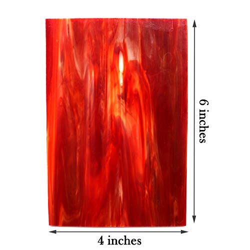 LITMIND 8 Sheets Red Stained Glass Variety Pack, 4 x 6 inch Mosaic Tiles Glass for Crafts, Art Glass Pack, Mixed Colors and Patterns (Shades of Red)