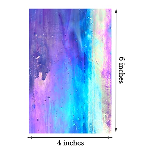 LITMIND 12 Sheets Iridescent Stained Glass Sheets, 4x6 inch Iridescent Glass Mosaic Tiles for Crafts, Art Glass Kit, Stained Glass Supplies (Opaque/Iridescent Mix)
