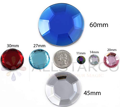 Allstarco 30mm Blue Aqua H109 Flat Back Acrylic Rhinestones Cosplay Plastic Gems Embelishments Jewelry Making Crafts Scrapbooking Costume Jewels - 6 Pieces