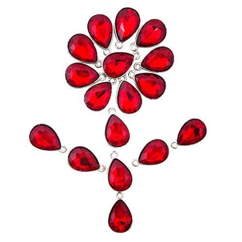 Honbay 20PCS 10x14mm Red Crystal Waterdrops Teardrops Charms Pendant for Necklaces, Bracelets, Earrings Making or Other DIY Crafts (Red)