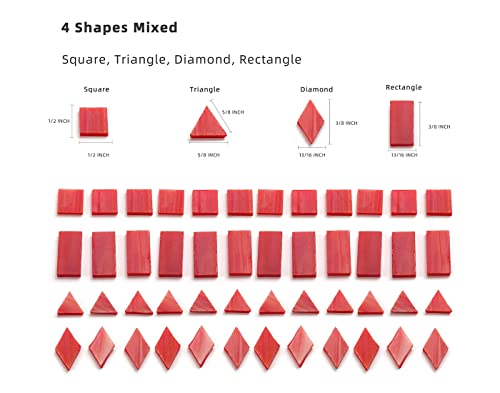 Lanyani 200 Pieces Glass Mosaic Tiles for Crafts,4 Shapes Mixed Colorful Tiffany Stained Glass Pieces,Square/Rectangle/Diamond/Triangle,Dark Red