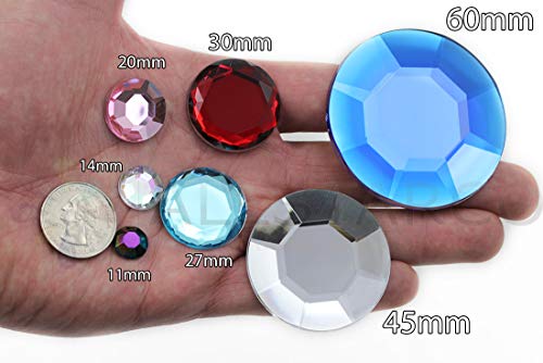 Allstarco 30mm Blue Aqua H109 Flat Back Acrylic Rhinestones Cosplay Plastic Gems Embelishments Jewelry Making Crafts Scrapbooking Costume Jewels - 6 Pieces