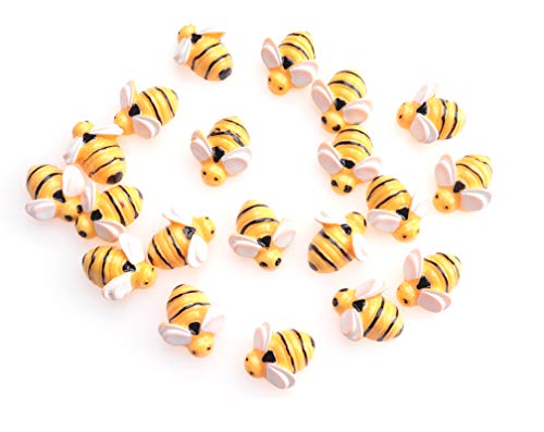Sowaka 20 Pcs Mini Bee Ornaments Tiny Resin Flatback Embellishment Bumble Bee for Hair Clip DIY Craft Art Project Home Garden Decoration Supplies Jewelry Making Scrapbooking (Small)