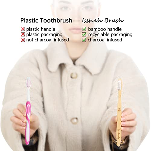 Biodegradable Eco-Friendly Natural Bamboo Charcoal Toothbrushes - 12 Count