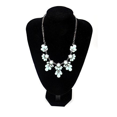 ArRord Fashion Flower Crystal Collar Necklace Statement Chunky Jewelry for Women Green