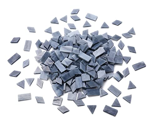 Lanyani Glass Mosaic Tiles for Art Crafts,4 Shapes Mixed Tiffany Stained Glass Pieces,200 Pieces (Grey-3)