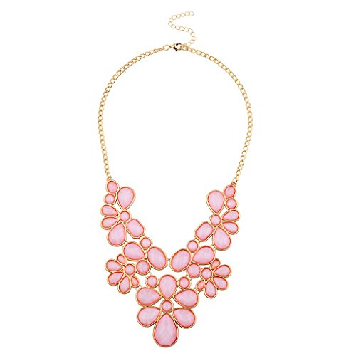 LUX ACCESSORIES Pink Floral Statement N Necklace