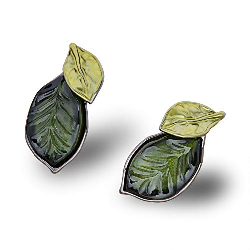 Vintage Statement Necklace and Earrings Set Flower Leaf Pendants Bib Necklaces Fashion Chunky Jewelry for Women Girls (Green)