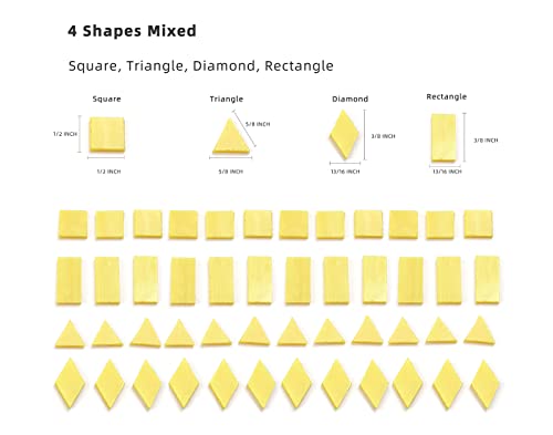 Multi-Color Options, Lanyani 200 Pieces Glass Mosaic Tiles for Crafts,4 Shapes Mixed Colorful Glass Tiles Tiffany Stained Glass Pieces for Mosaic,Sunshine Yellow