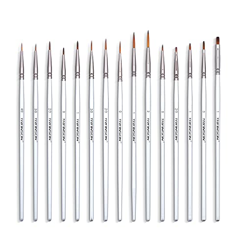 Transon Fine Detail Paint Brush Set 15pcs for Miniature Models Craft Painting Body Painting with Acrylic Gouache Watercolor Tempera and Oil Paint