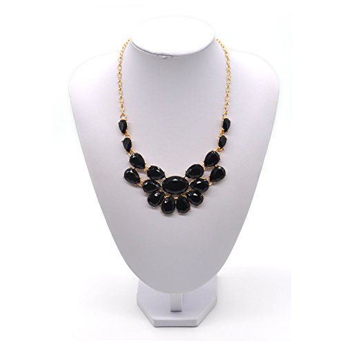 ArRord Fashion Flower Crystal Collar Necklace Statement Chunky Jewelry for Women Black