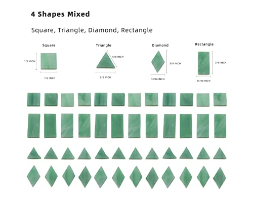 Lanyani Glass Mosaic Tiles for Art Crafts,4 Shapes Mixed Colorful Glass Tiles Tiffany Stained Glass Pieces,200 Pieces,Square/Rectangle/Diamond/Triangle,Seagrass