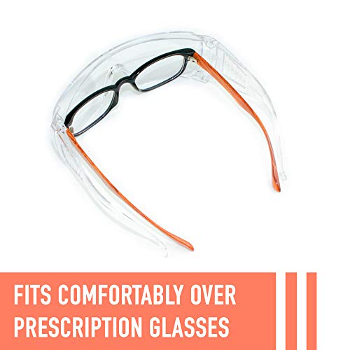 3 Pack Safety Glasses Over Eyeglasses (Anti-Fog & Scratch Resistant) Crystal Clear Eye Protection - OTG Safety Goggles