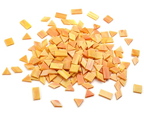 Multi-Color Options, Lanyani 200 Pieces Glass Mosaic Tiles for Crafts,4 Shapes Mixed Colorful Glass Tiles Tiffany Stained Glass Pieces for Mosaic,Pumpkin Orange