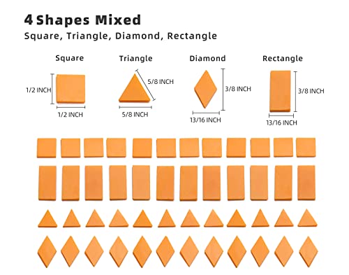 Lanyani Glass Mosaic Tiles for Art Crafts,4 Shapes Mixed Tiffany Stained Glass Pieces,200 Pieces (Orange-1)