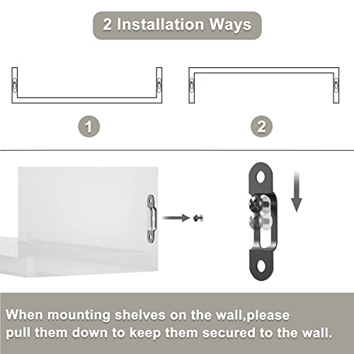 SRIWATANA Floating Shelves Wall Mounted, Solid Wood Wall Shelves Set of 3, Light Brown