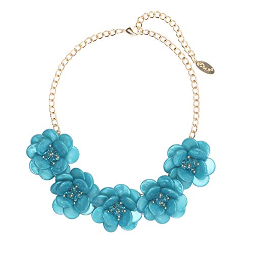 Bocar Statement Choker Flower Necklace for Women Gift (NK-10281-Teal)