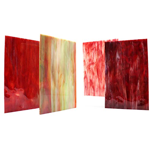 LITMIND 12 Pack Variety Stained Glass Sheets Pack, 4 x 6 inch Mosaic Glass Tiles for Crafts, Art Glass Pack, Assorted Granite Colors and Marble Textures(Opaque/Smooth) - Texture Mixed