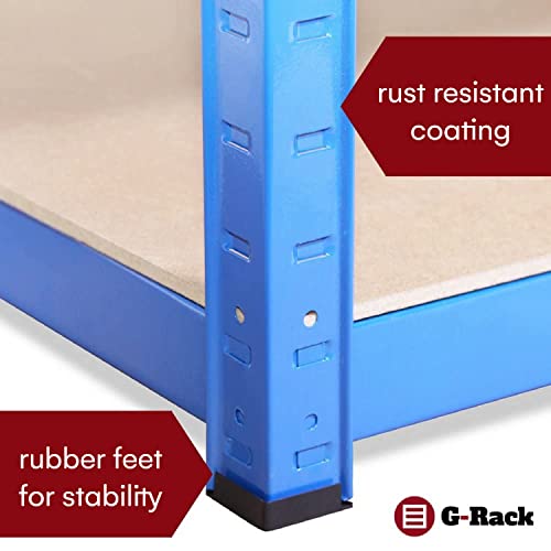 Garage Shelving Units: 59” x 30” x 12” | Heavy Duty Racking Shelves for Storage - 2 Bay, Blue 5 Tier (386lbs Per Shelf), 1929lbs Capacity | 5 Year Warranty