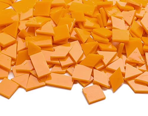Lanyani Glass Mosaic Tiles for Art Crafts,4 Shapes Mixed Tiffany Stained Glass Pieces,200 Pieces (Orange-1)