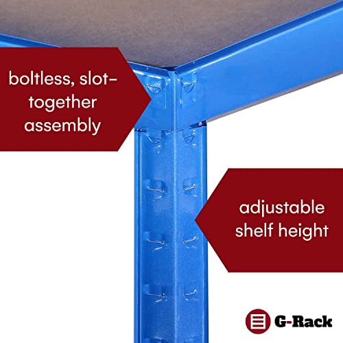 Garage Shelving Units: 59” x 30” x 12” | Heavy Duty Racking Shelves for Storage - 2 Bay, Blue 5 Tier (386lbs Per Shelf), 1929lbs Capacity | 5 Year Warranty