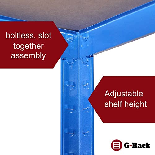 Garage Shelving Units - 71" H x 35" L x 24" W - Heavy Duty Racking - Shelves for Storage -1 Bay - Blue - 5 Tier - 2000LB Capacity (400LB Per Shelf) - Workshop, Shed, Office - 5 Year Warranty