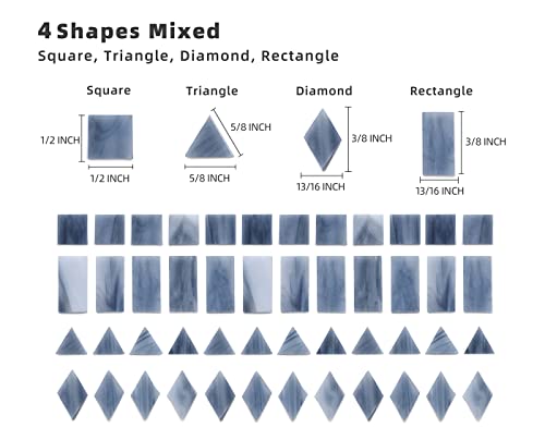 Lanyani Glass Mosaic Tiles for Art Crafts,4 Shapes Mixed Tiffany Stained Glass Pieces,200 Pieces (Grey-3)