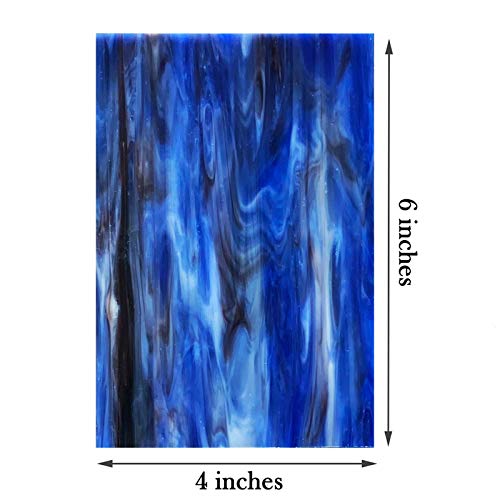 LITMIND 12 Sheets Variety Stained Glass Sheets Pack, 4 x 6 inch Mosaic Glass Tiles for Crafts, Art Glass Pack, Assorted Colors and Patterns(Opaque/Smooth) Pink + Blue + Green