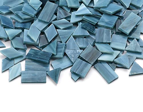 Lanyani Glass Mosaic Tiles for Art Crafts,4 Shapes Mixed Colorful Glass Tiles Tiffany Stained Glass Pieces,200 Pieces,Square/Rectangle/Diamond/Triangle,Grey