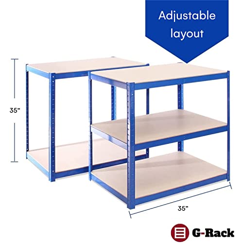 Garage Shelving Units - 71" H x 35" L x 24" W - Heavy Duty Racking - Shelves for Storage -1 Bay - Blue - 5 Tier - 2000LB Capacity (400LB Per Shelf) - Workshop, Shed, Office - 5 Year Warranty