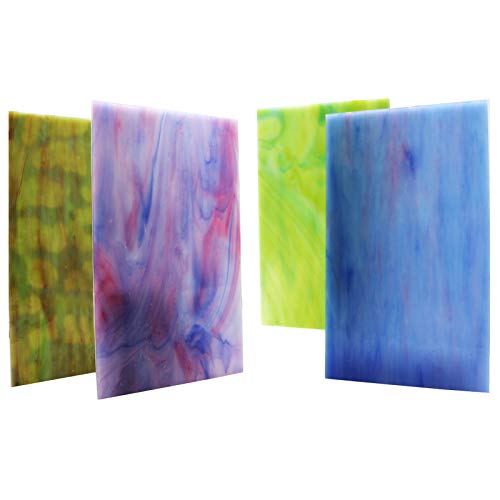 LITMIND 12 Sheets Variety Stained Glass Sheets Pack, 4 x 6 inch Mosaic Glass Tiles for Crafts, Art Glass Pack, Assorted Colors and Patterns(Opaque/Smooth)