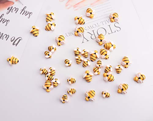 Sowaka 20 Pcs Mini Bee Ornaments Tiny Resin Flatback Embellishment Bumble Bee for Hair Clip DIY Craft Art Project Home Garden Decoration Supplies Jewelry Making Scrapbooking (Small)