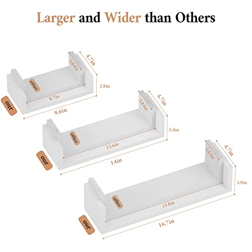 SRIWATANA Floating Shelves Wall Mounted, Solid Wood Wall Shelves, White