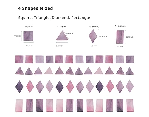 Multi-Color Options, Lanyani 200 Pieces Glass Mosaic Tiles for Crafts,4 Shapes Mixed Colorful Glass Tiles Tiffany Stained Glass Pieces for Mosaic,Purple